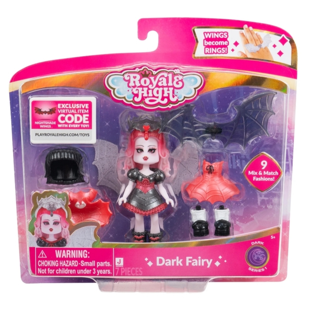 Royale High 3 inch Dark Fairy Fashion Doll - 1 Figure with 9 Fashion Accessories